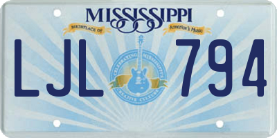 MS license plate LJL794