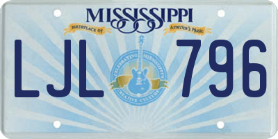 MS license plate LJL796