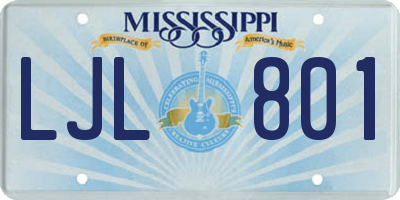 MS license plate LJL801