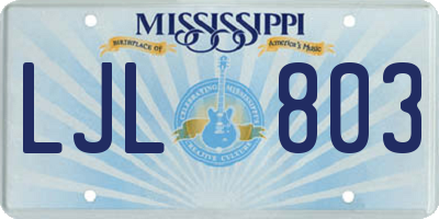MS license plate LJL803