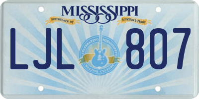 MS license plate LJL807