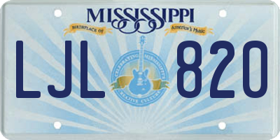MS license plate LJL820