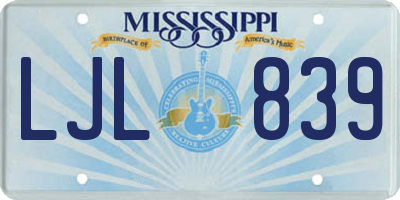 MS license plate LJL839