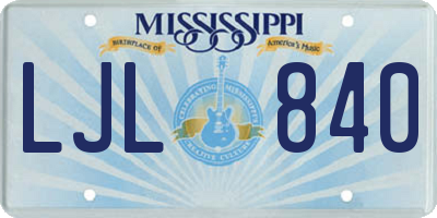 MS license plate LJL840