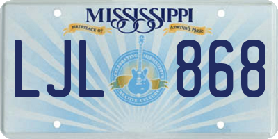 MS license plate LJL868