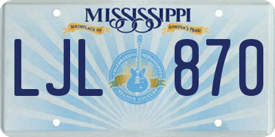 MS license plate LJL870