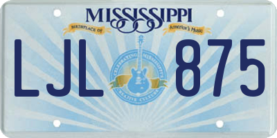 MS license plate LJL875