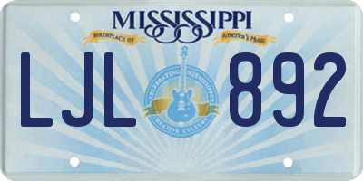 MS license plate LJL892