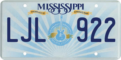 MS license plate LJL922