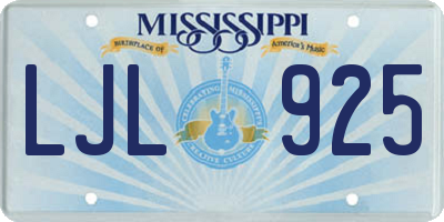 MS license plate LJL925