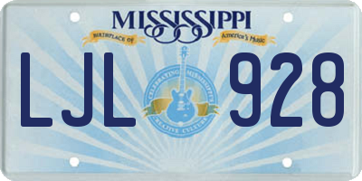 MS license plate LJL928