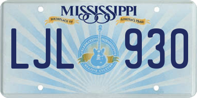 MS license plate LJL930