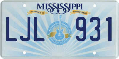 MS license plate LJL931