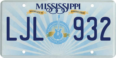 MS license plate LJL932