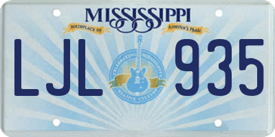 MS license plate LJL935
