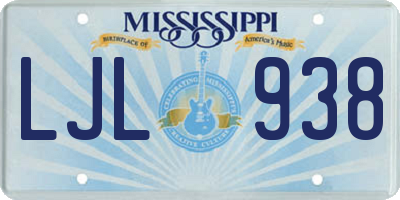 MS license plate LJL938