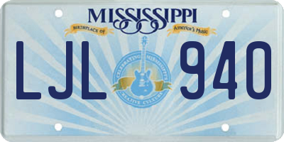MS license plate LJL940