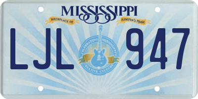 MS license plate LJL947