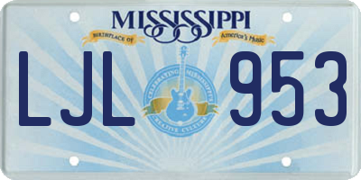 MS license plate LJL953