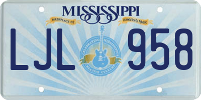MS license plate LJL958
