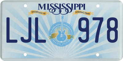 MS license plate LJL978