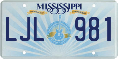 MS license plate LJL981