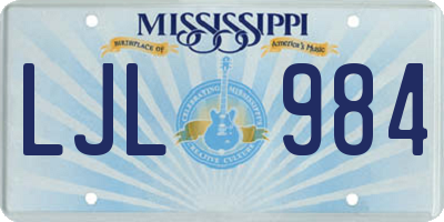 MS license plate LJL984