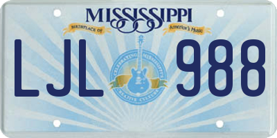 MS license plate LJL988