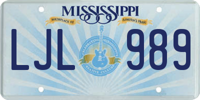 MS license plate LJL989