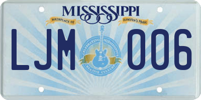 MS license plate LJM006