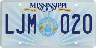 MS license plate LJM020