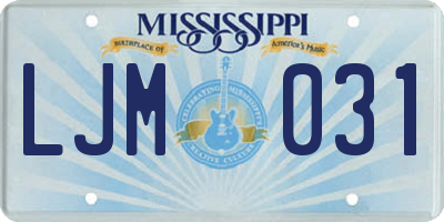 MS license plate LJM031