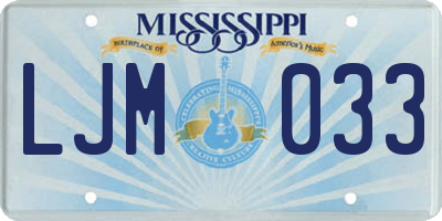 MS license plate LJM033
