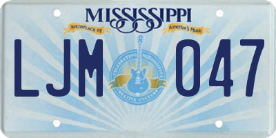 MS license plate LJM047