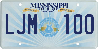 MS license plate LJM100