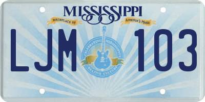MS license plate LJM103