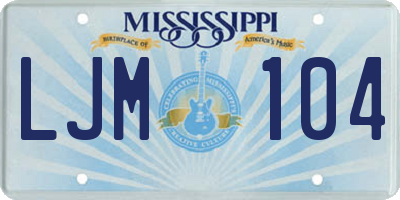 MS license plate LJM104