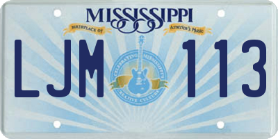 MS license plate LJM113