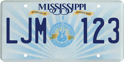 MS license plate LJM123