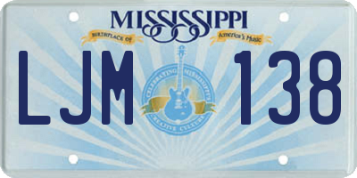 MS license plate LJM138