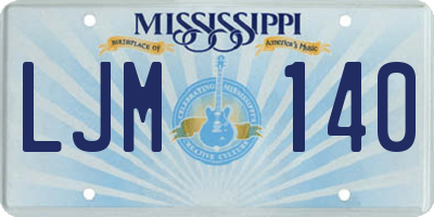 MS license plate LJM140