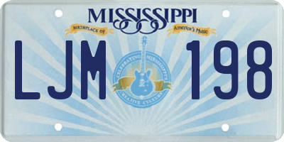 MS license plate LJM198