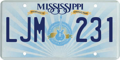 MS license plate LJM231
