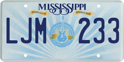 MS license plate LJM233