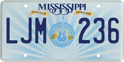 MS license plate LJM236