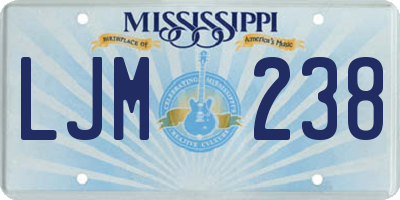MS license plate LJM238