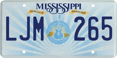 MS license plate LJM265
