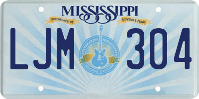 MS license plate LJM304