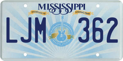 MS license plate LJM362