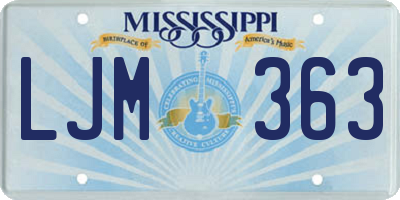 MS license plate LJM363